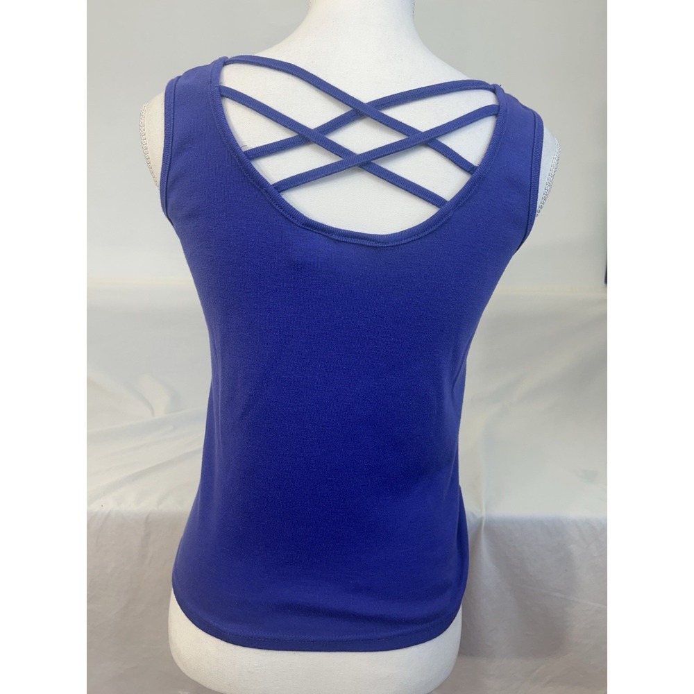 Purple Sleeveless T Shirt Criss Cross String Back  Womens Sz S
